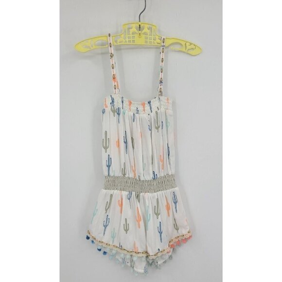 New Skemo Jumpy Short Girls Size 4 Palo Alto Ocean Rayon Jumpsuit Cactus Romper - Picture 1 of 7